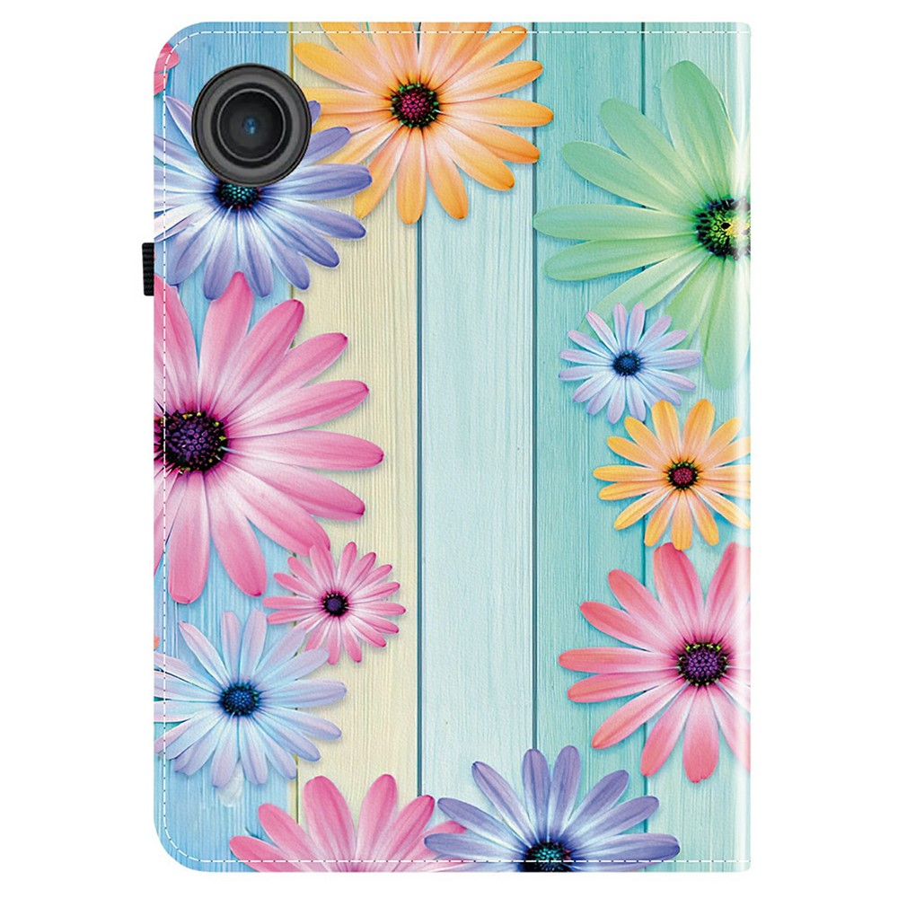 For Lenovo Tab TB311FU Leather Case Pattern Printed Stand Tablet Cover with Card Slots - Sunflower