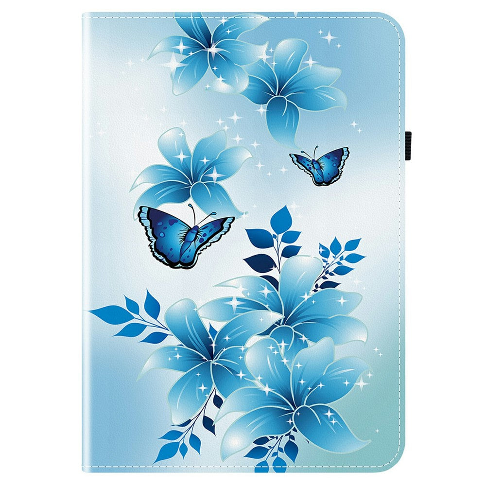 For Lenovo Tab TB311FU Leather Case Pattern Printed Stand Tablet Cover with Card Slots - Blue Butterfly