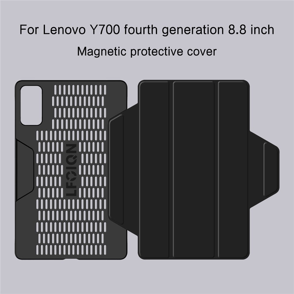 For Lenovo Legion Y700 (2025) Case Stand PU Leather Magnetic Detachable Tablet Cover - Black
