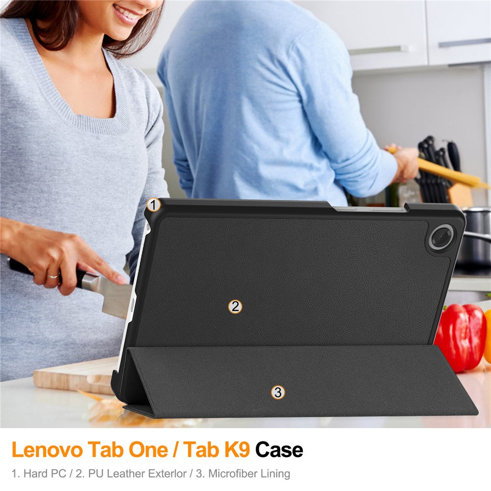 For Lenovo Tab K9 / Tab One Case Anti-Drop Leather Stand Tablet Cover - Black