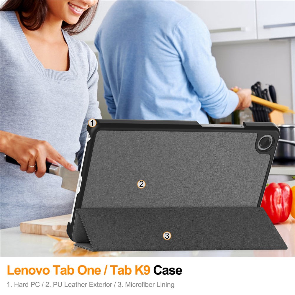 For Lenovo Tab K9 / Tab One Case Anti-Drop Leather Stand Tablet Cover - Grey