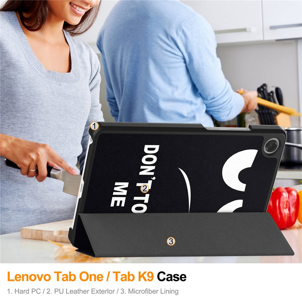 For Lenovo Tab K9 / Tab One Case Pattern Print Leather Stand Tablet Cover - Don't Touch Me