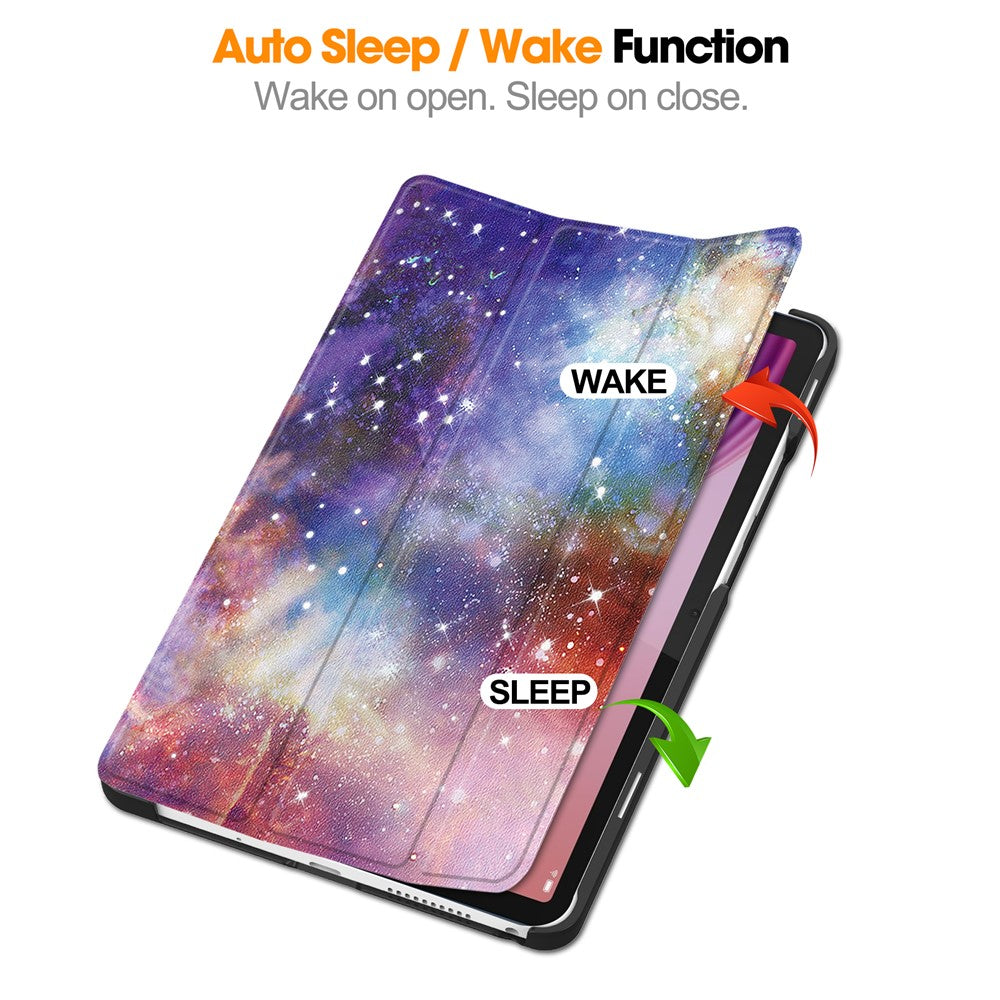 For Lenovo Tab K9 / Tab One Case Pattern Print Leather Stand Tablet Cover - Galaxy