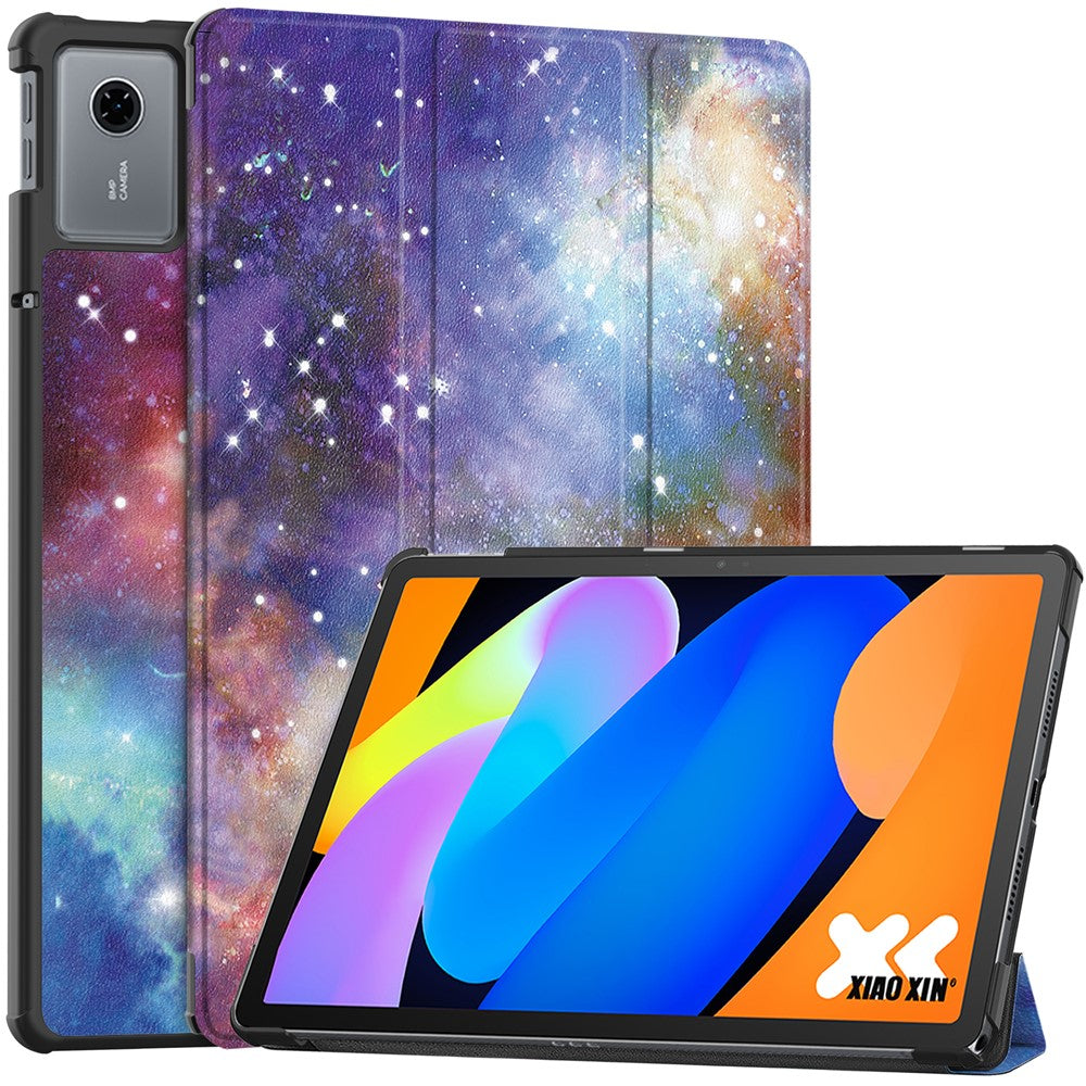 For Lenovo Idea Tab / Xiaoxin Pad 11 2025 Case Pattern Print Leather Stand Tablet Cover - Galaxy