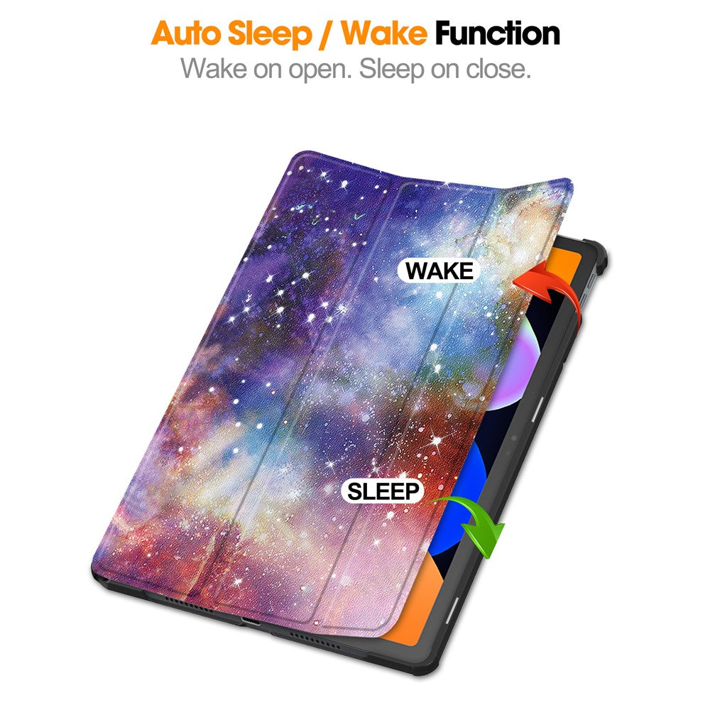 For Lenovo Idea Tab / Xiaoxin Pad 11 2025 Case Pattern Print Leather Stand Tablet Cover - Galaxy