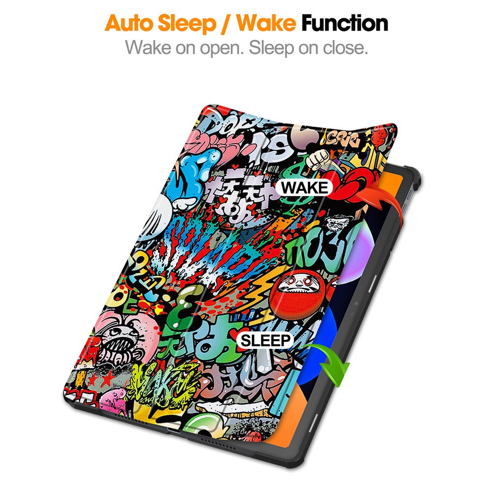 For Lenovo Idea Tab / Xiaoxin Pad 11 2025 Case Pattern Print Leather Stand Tablet Cover - Graffiti