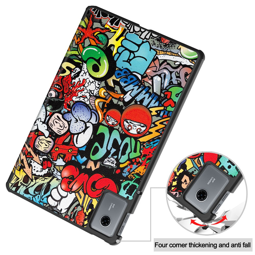 For Lenovo Idea Tab / Xiaoxin Pad 11 2025 Case Pattern Print Leather Stand Tablet Cover - Graffiti