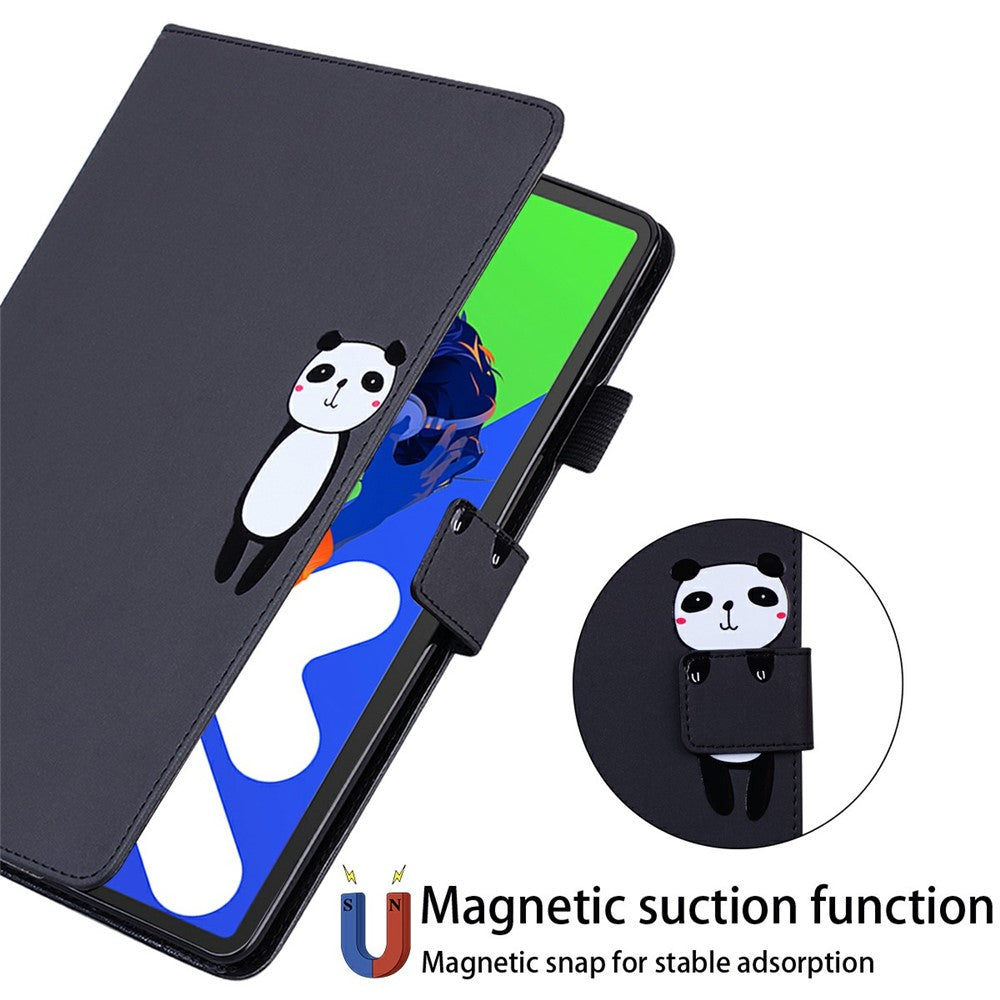 For Lenovo Xiaoxin Pad Pro 12.7 (2025) Case Tablet Stand Leather Cover Card Slots Animal Pattern - Black