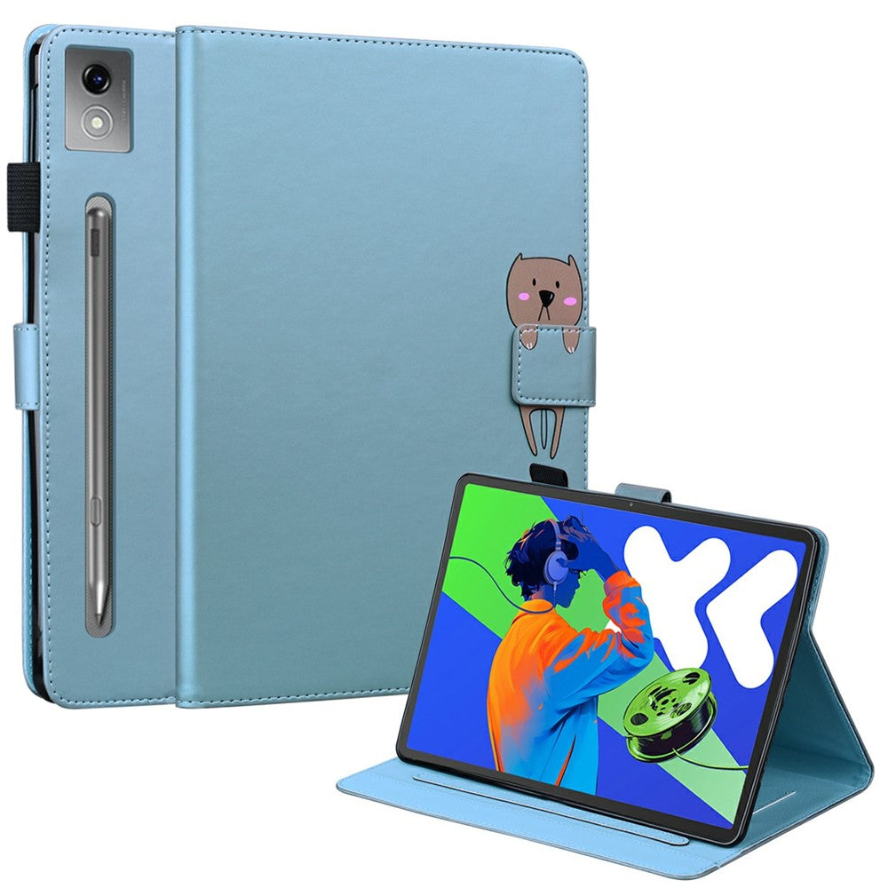 For Lenovo Xiaoxin Pad Pro 12.7 (2025) Case Tablet Stand Leather Cover Card Slots Animal Pattern - Blue