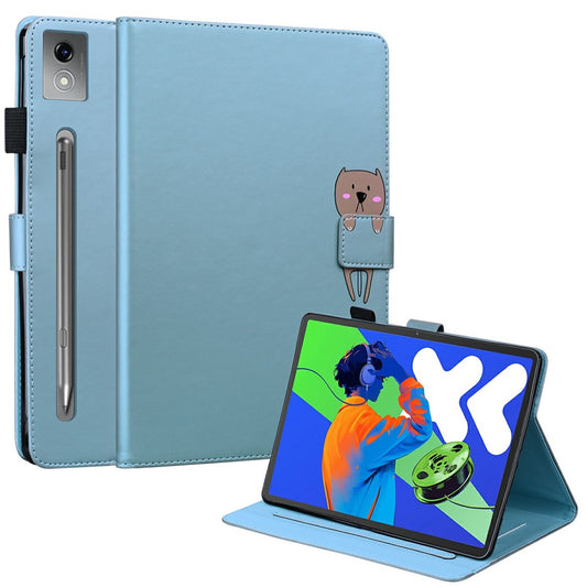 For Lenovo Xiaoxin Pad Pro 12.7 (2025) Case Tablet Stand Leather Cover Card Slots Animal Pattern - Blue