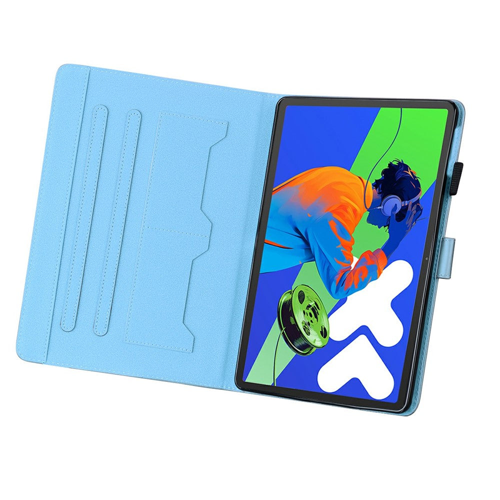 For Lenovo Xiaoxin Pad Pro 12.7 (2025) Case Tablet Stand Leather Cover Card Slots Animal Pattern - Blue