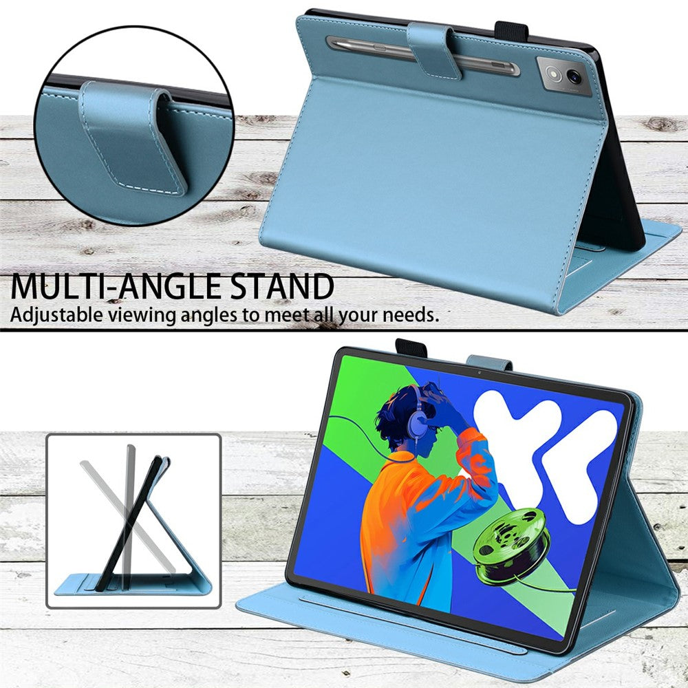 For Lenovo Xiaoxin Pad Pro 12.7 (2025) Case Tablet Stand Leather Cover Card Slots Animal Pattern - Blue