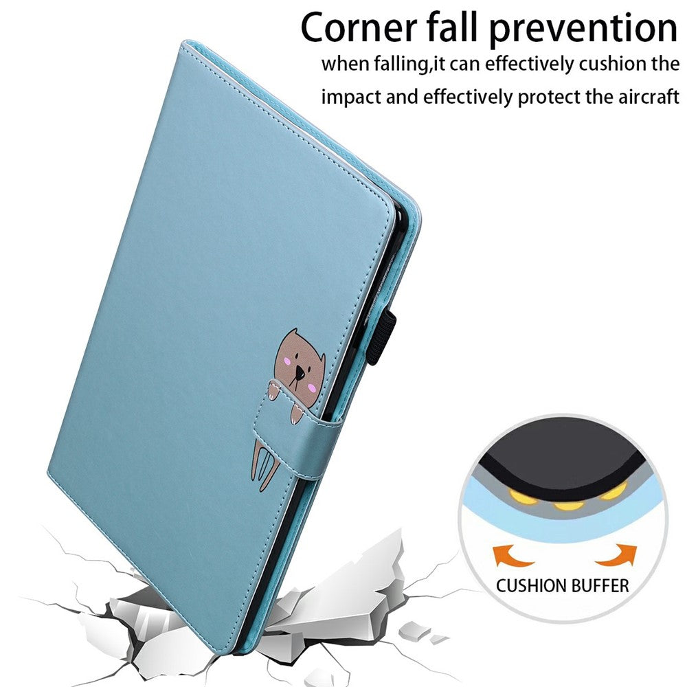 For Lenovo Xiaoxin Pad Pro 12.7 (2025) Case Tablet Stand Leather Cover Card Slots Animal Pattern - Blue