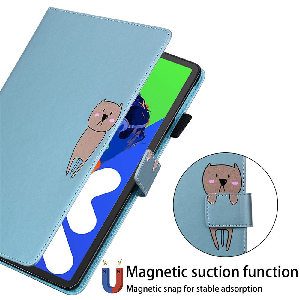 For Lenovo Xiaoxin Pad Pro 12.7 (2025) Case Tablet Stand Leather Cover Card Slots Animal Pattern - Blue