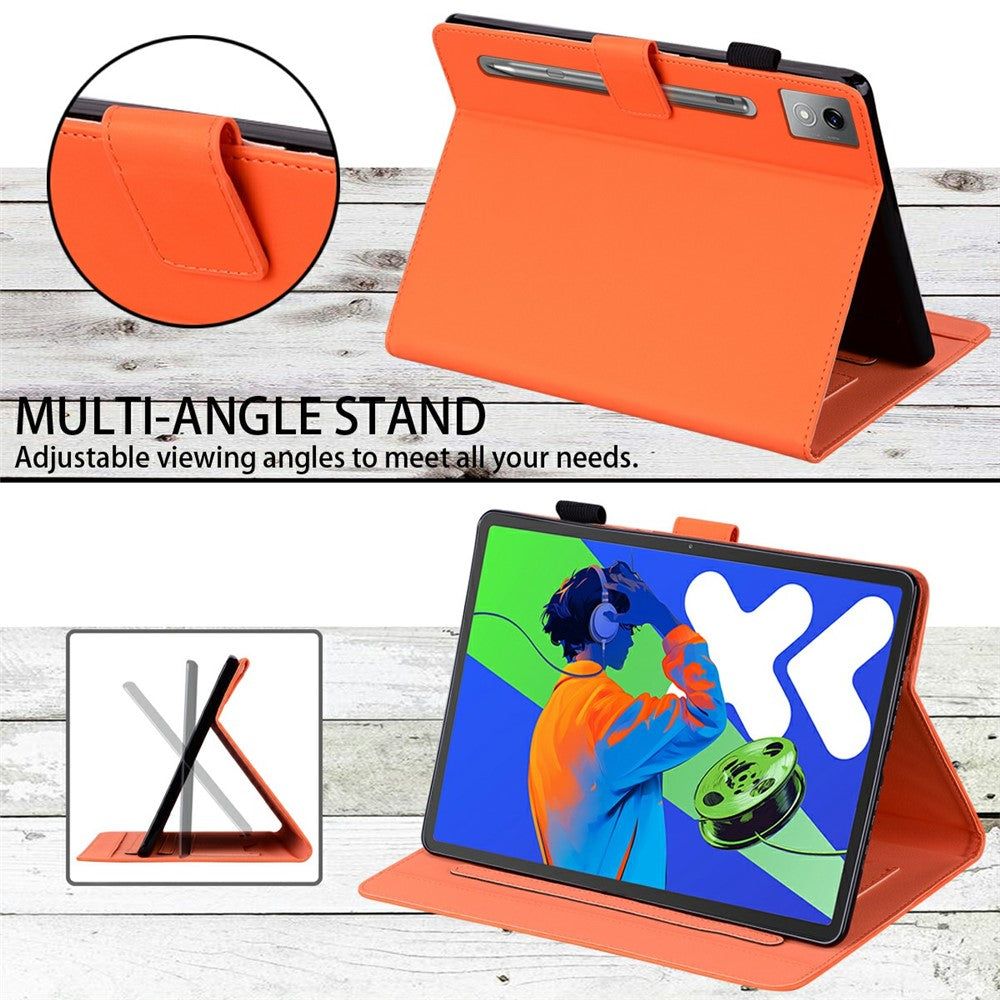 For Lenovo Xiaoxin Pad Pro 12.7 (2025) Case Tablet Stand Leather Cover Card Slots Animal Pattern - Orange