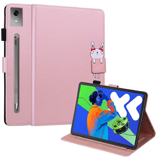 For Lenovo Xiaoxin Pad Pro 12.7 (2025) Case Tablet Stand Leather Cover Card Slots Animal Pattern - Rose Gold
