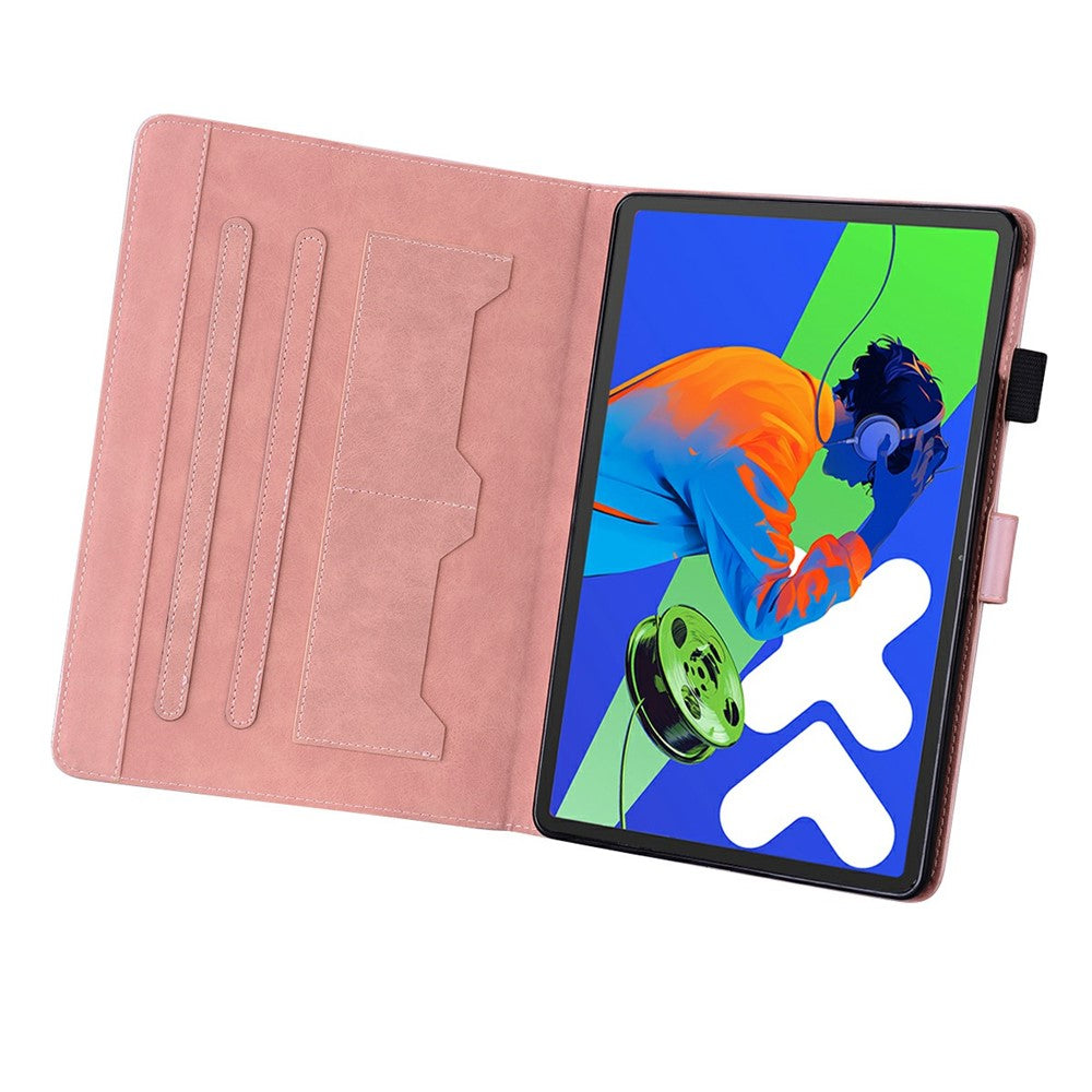 For Lenovo Xiaoxin Pad Pro 12.7 (2025) Case Tablet Stand Leather Cover Card Slots Animal Pattern - Rose Gold