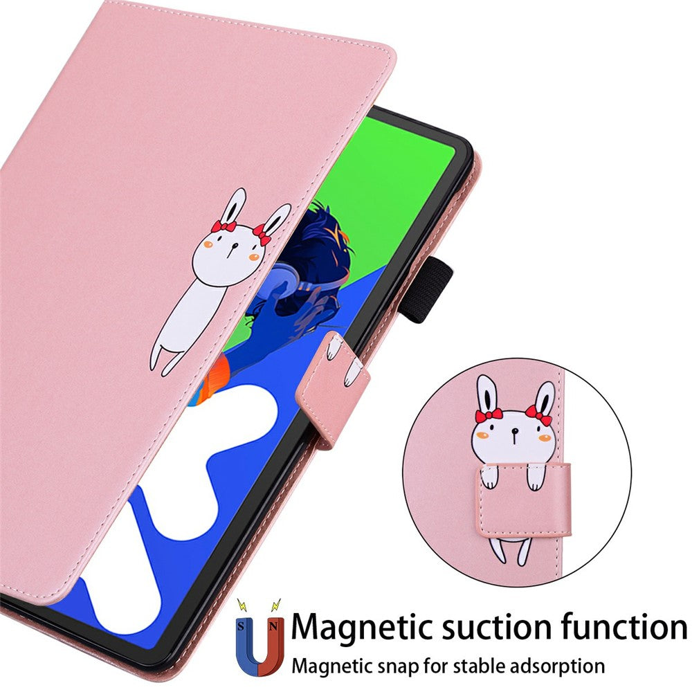 For Lenovo Xiaoxin Pad Pro 12.7 (2025) Case Tablet Stand Leather Cover Card Slots Animal Pattern - Rose Gold