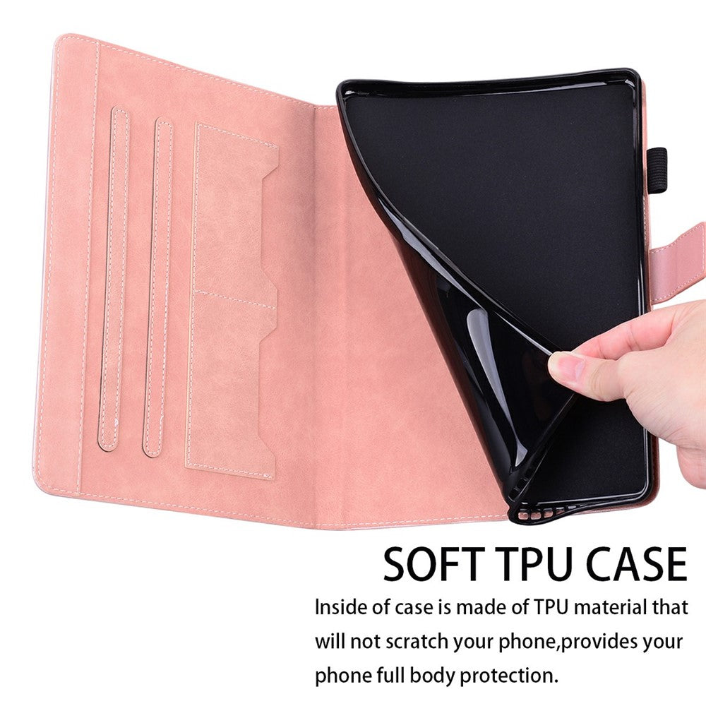 For Lenovo Xiaoxin Pad Pro 12.7 (2025) Case Tablet Stand Leather Cover Card Slots Animal Pattern - Rose Gold