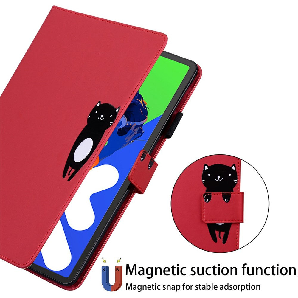 For Lenovo Xiaoxin Pad Pro 12.7 (2025) Case Tablet Stand Leather Cover Card Slots Animal Pattern - Red