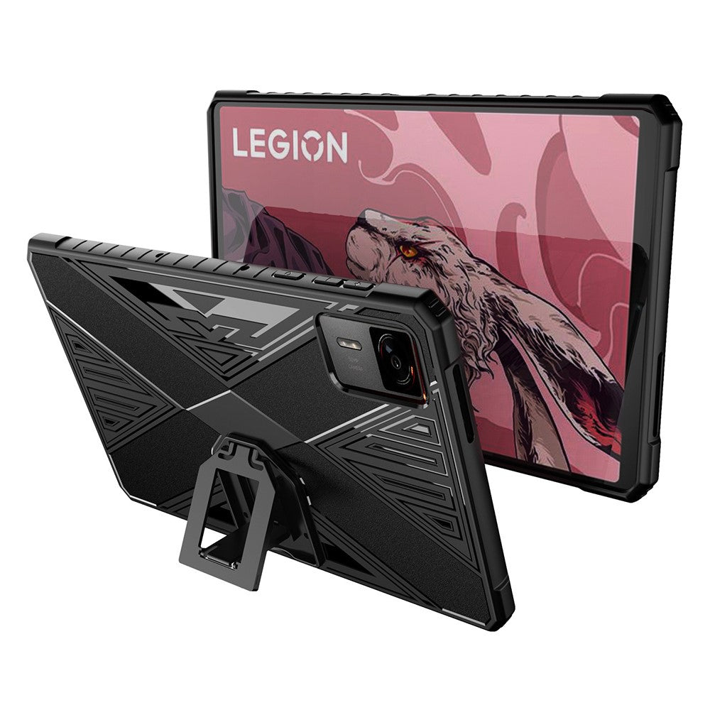 For Lenovo Legion Y700 Gen 4 Case PC Kickstand TPU Anti-Drop Tablet Cover - Black