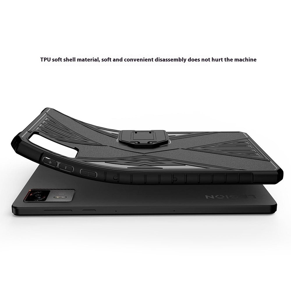 For Lenovo Legion Y700 Gen 4 Case PC Kickstand TPU Anti-Drop Tablet Cover - Dark Grey