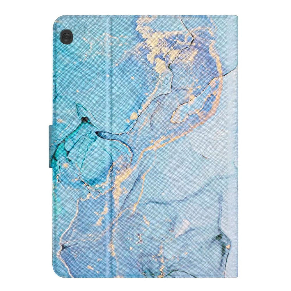 For Lenovo Tab M10 TB-X605F / X505 Adjustable Stand Marble Pattern Tablet Cover PU Leather Card Holder Anti-scratch Case - Blue Marble