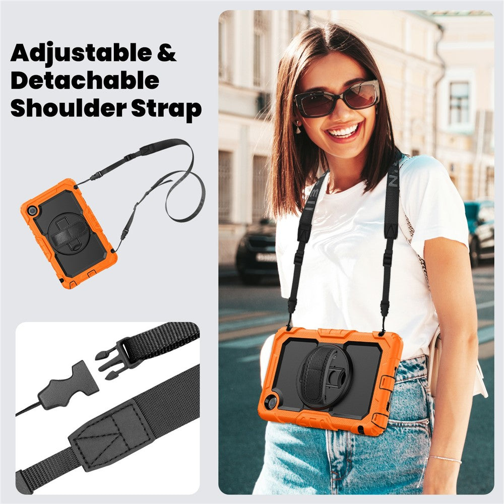 For Lenovo Tab K9 TB305FU Case PC + Silicone Tablet Cover with PET Film and Shoulder Strap - Orange