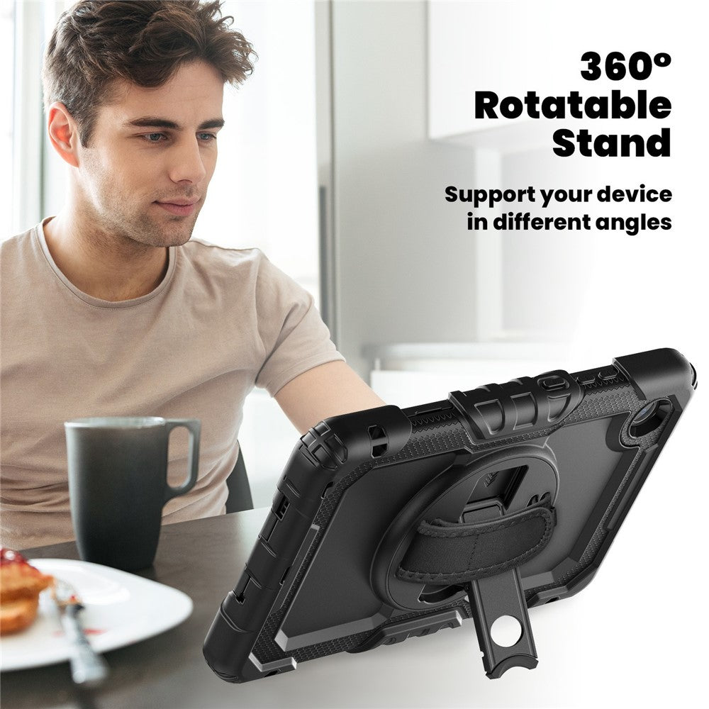 For Lenovo Tab K9 TB305FU Case PC + Silicone Tablet Cover with PET Film and Shoulder Strap - Black