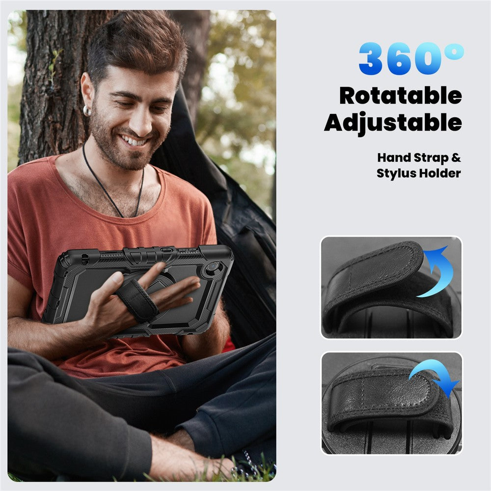 For Lenovo Tab K9 TB305FU Case PC + Silicone Tablet Cover with PET Film and Shoulder Strap - Black