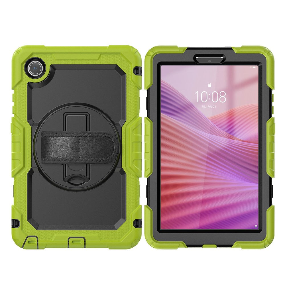 For Lenovo Tab K9 TB305FU Case PC + Silicone Tablet Cover with PET Film and Shoulder Strap - Yellowgreen