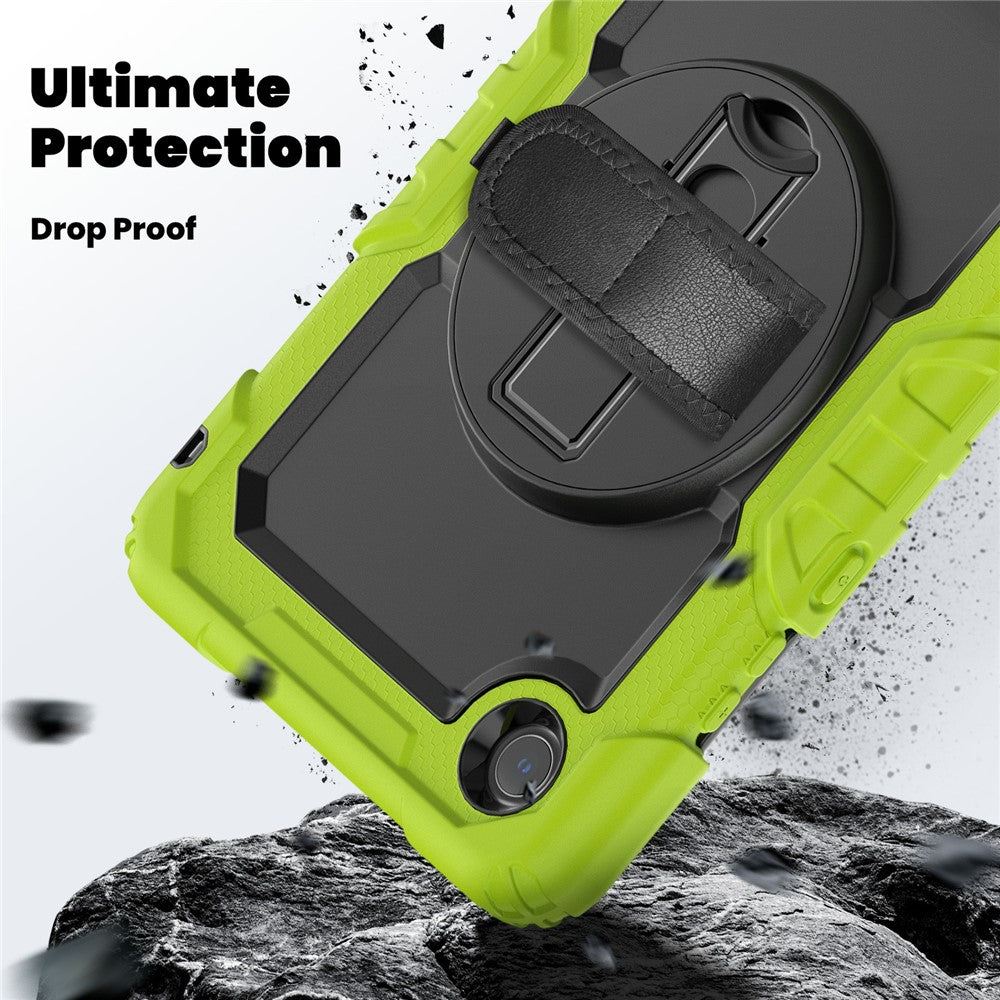 For Lenovo Tab K9 TB305FU Case PC + Silicone Tablet Cover with PET Film and Shoulder Strap - Yellowgreen