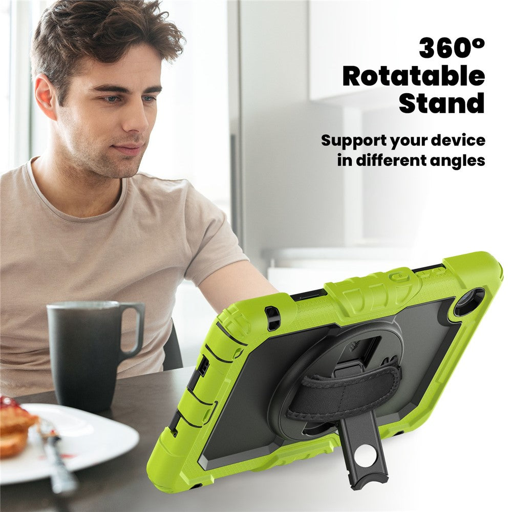 For Lenovo Tab K9 TB305FU Case PC + Silicone Tablet Cover with PET Film and Shoulder Strap - Yellowgreen