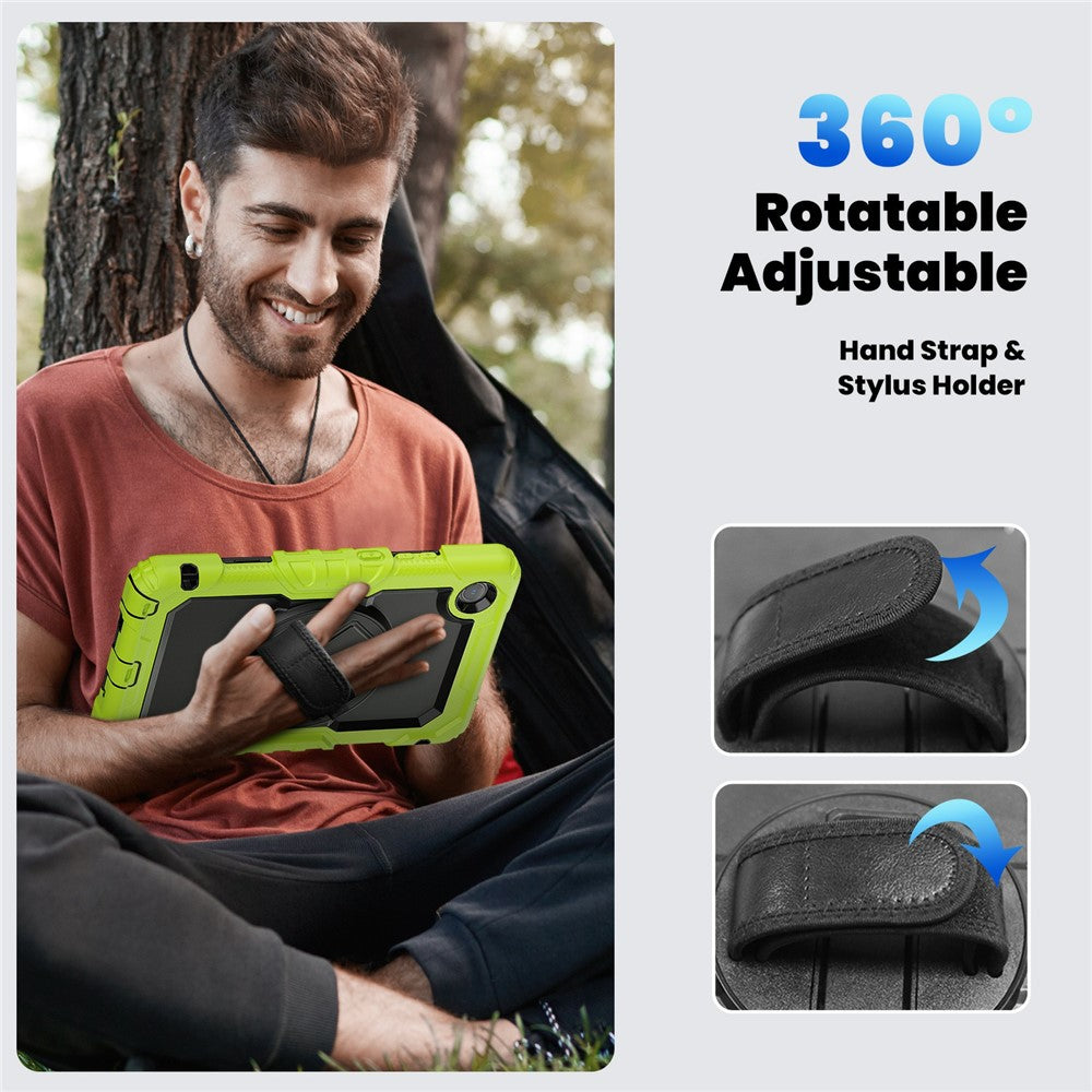 For Lenovo Tab K9 TB305FU Case PC + Silicone Tablet Cover with PET Film and Shoulder Strap - Yellowgreen