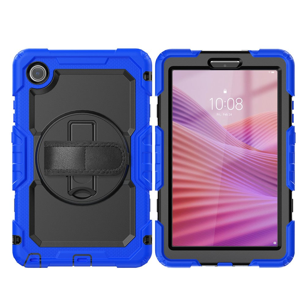 For Lenovo Tab K9 TB305FU Case PC + Silicone Tablet Cover with PET Film and Shoulder Strap - Dark Blue