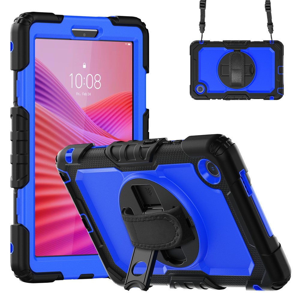 For Lenovo Tab K9 TB305FU Case PC + Silicone Tablet Cover with PET Film and Shoulder Strap - Black / Blue