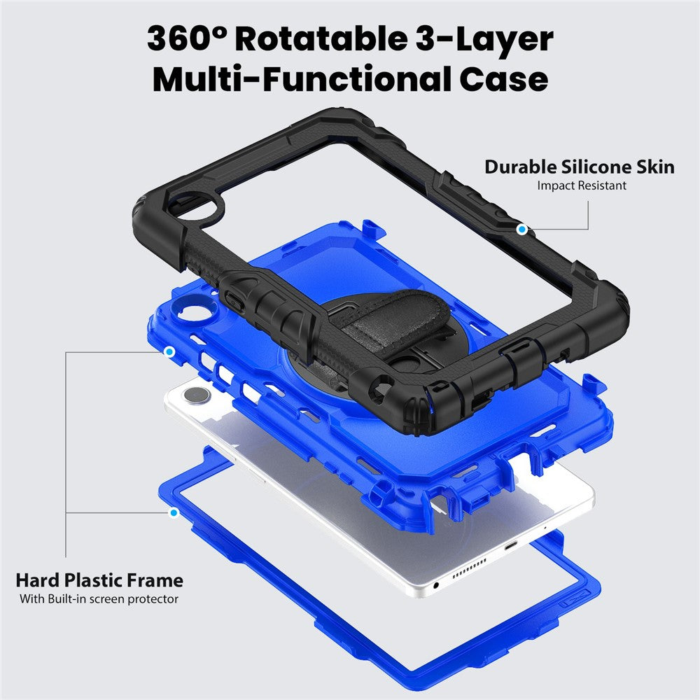 For Lenovo Tab K9 TB305FU Case PC + Silicone Tablet Cover with PET Film and Shoulder Strap - Black / Blue