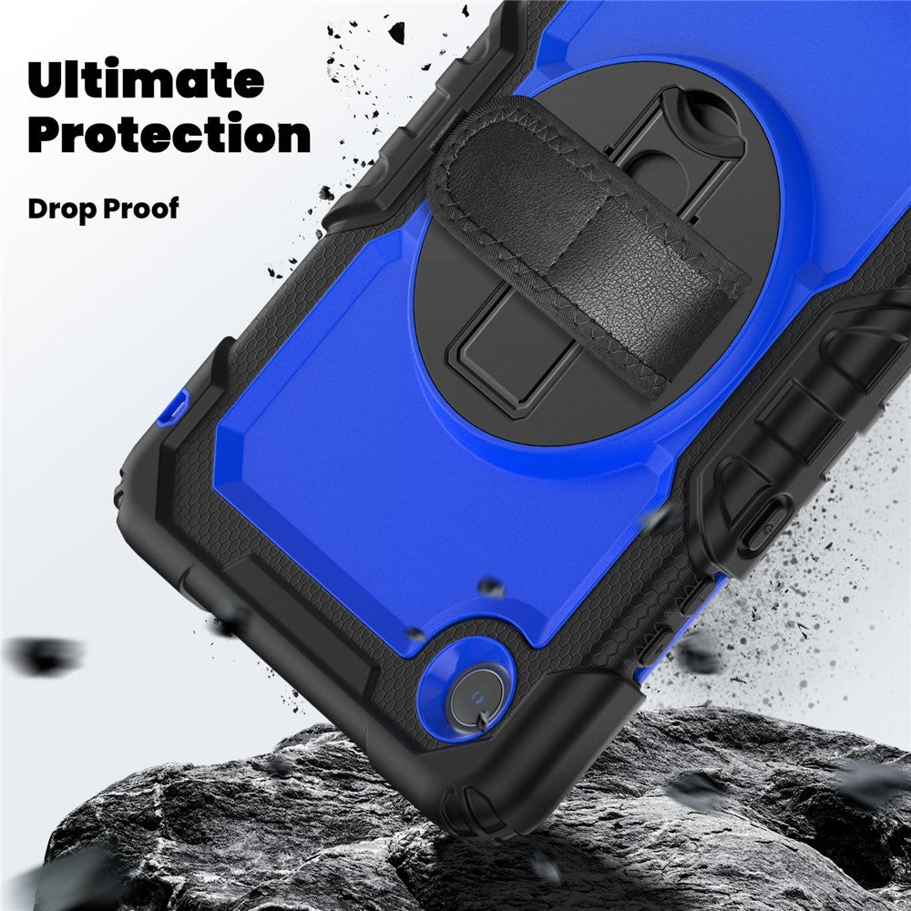 For Lenovo Tab K9 TB305FU Case PC + Silicone Tablet Cover with PET Film and Shoulder Strap - Black / Blue