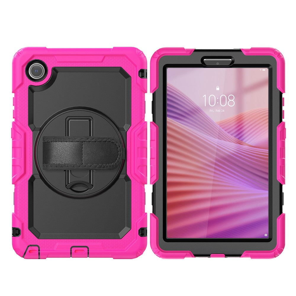 For Lenovo Tab K9 TB305FU Case PC + Silicone Tablet Cover with PET Film and Shoulder Strap - Rose