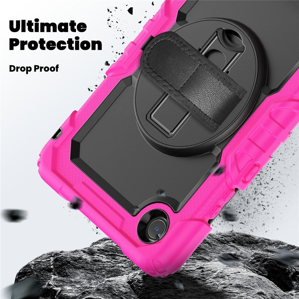 For Lenovo Tab K9 TB305FU Case PC + Silicone Tablet Cover with PET Film and Shoulder Strap - Rose