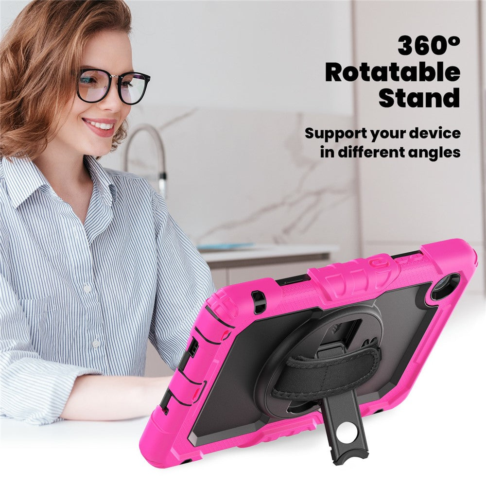 For Lenovo Tab K9 TB305FU Case PC + Silicone Tablet Cover with PET Film and Shoulder Strap - Rose