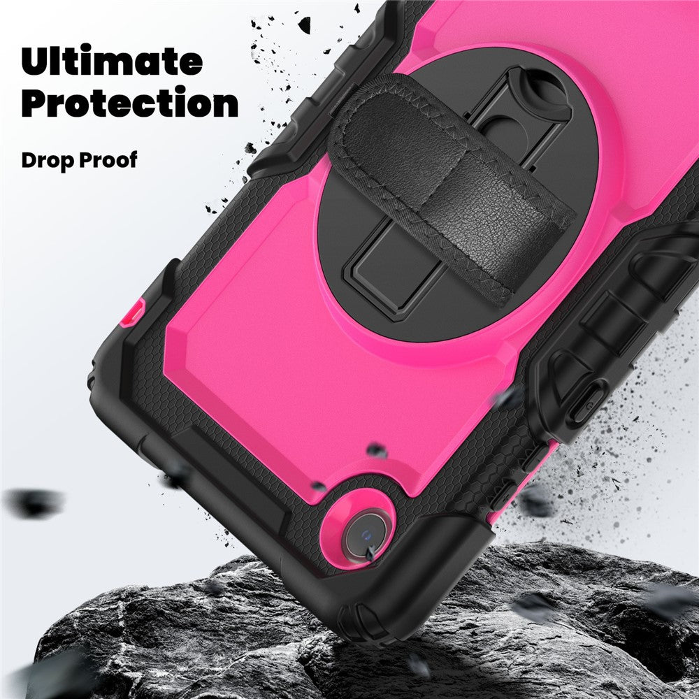 For Lenovo Tab K9 TB305FU Case PC + Silicone Tablet Cover with PET Film and Shoulder Strap - Black / Rose