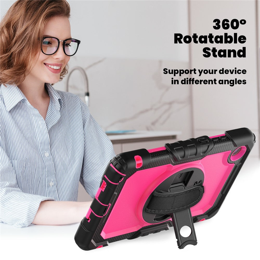 For Lenovo Tab K9 TB305FU Case PC + Silicone Tablet Cover with PET Film and Shoulder Strap - Black / Rose
