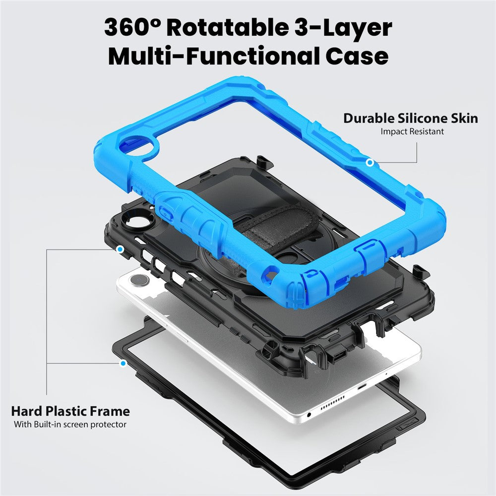 For Lenovo Tab K9 TB305FU Case PC + Silicone Tablet Cover with PET Film and Shoulder Strap - Baby Blue