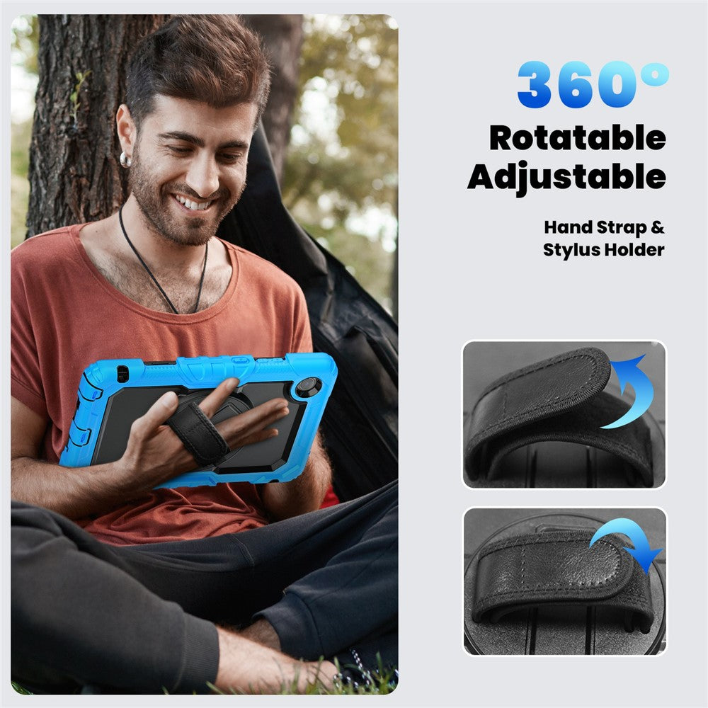 For Lenovo Tab K9 TB305FU Case PC + Silicone Tablet Cover with PET Film and Shoulder Strap - Baby Blue