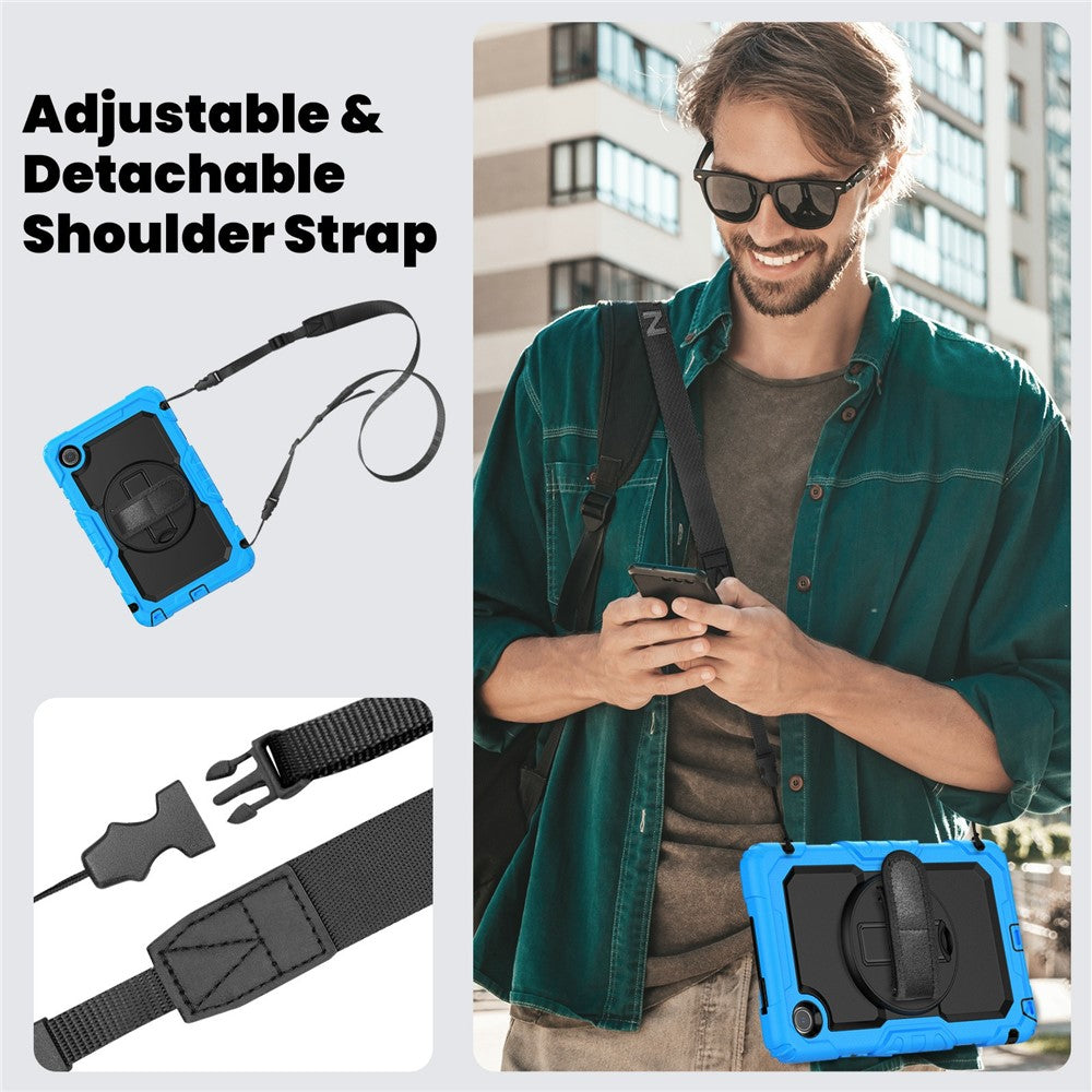 For Lenovo Tab K9 TB305FU Case PC + Silicone Tablet Cover with PET Film and Shoulder Strap - Baby Blue