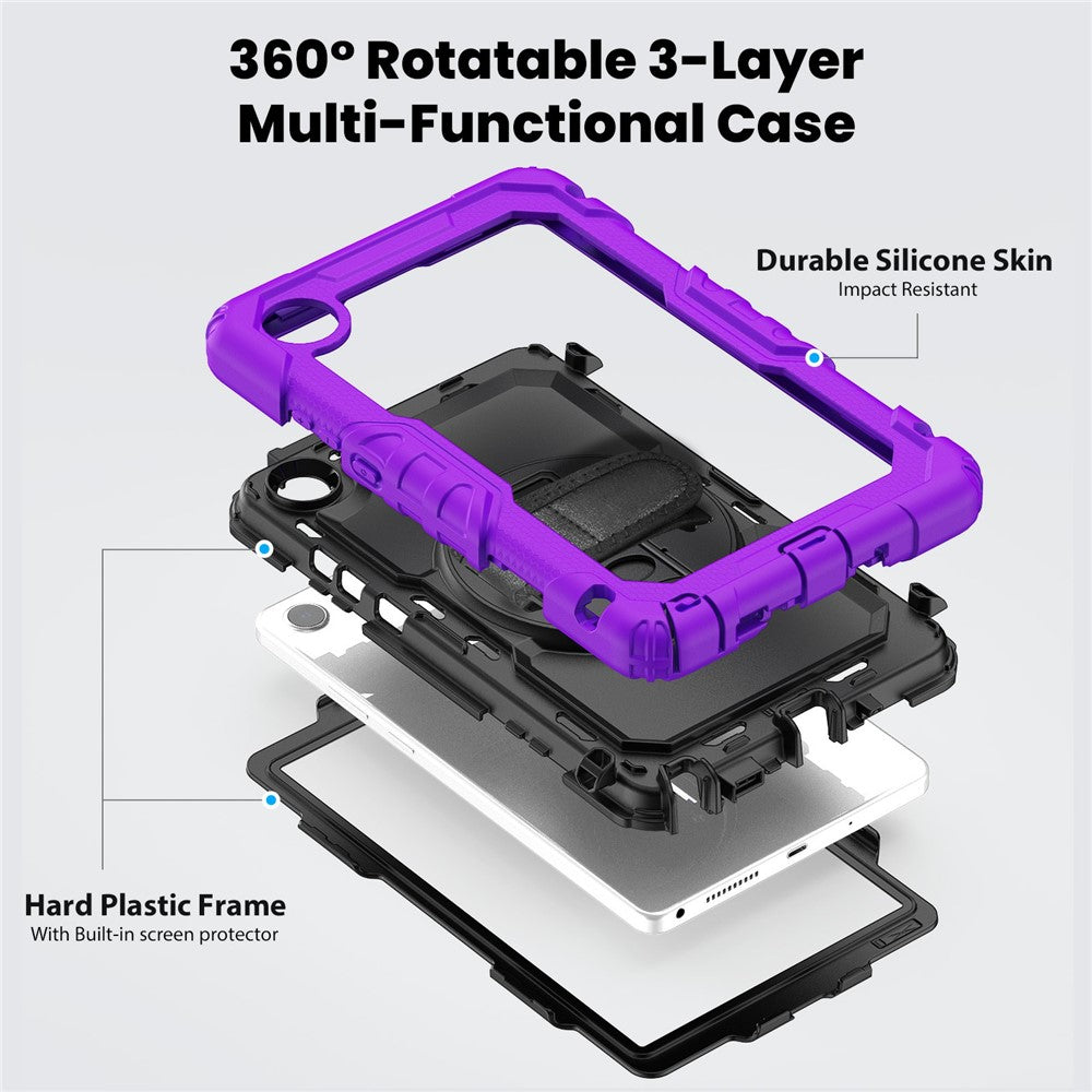 For Lenovo Tab K9 TB305FU Case PC + Silicone Tablet Cover with PET Film and Shoulder Strap - Purple