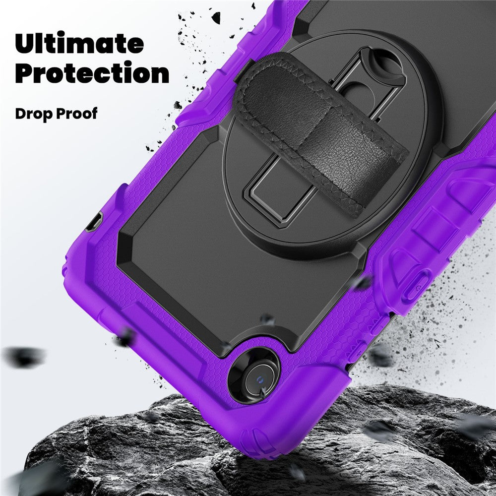 For Lenovo Tab K9 TB305FU Case PC + Silicone Tablet Cover with PET Film and Shoulder Strap - Purple