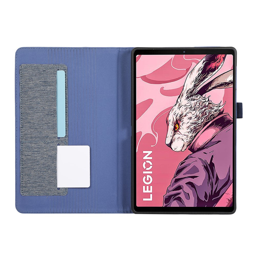 For Lenovo Legion Y700 Gen 4 Case with Stand Card Holder Cloth Texture Leather Tablet Cover - Blue