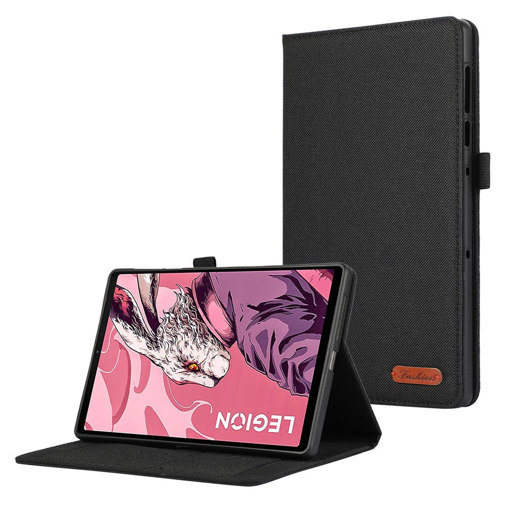 For Lenovo Legion Y700 Gen 4 Case with Stand Card Holder Cloth Texture Leather Tablet Cover - Black